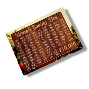 Golden Umrah Saving Wooden Box I Umrah Saving Box