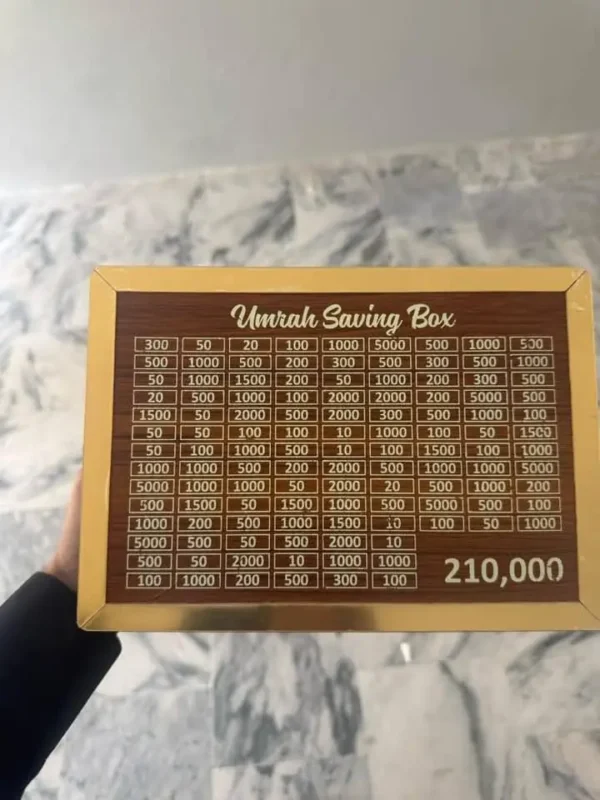 Golden Umrah Saving Wooden Box I Umrah Saving Box - Image 2