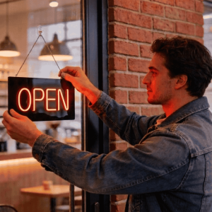 open neon sign board