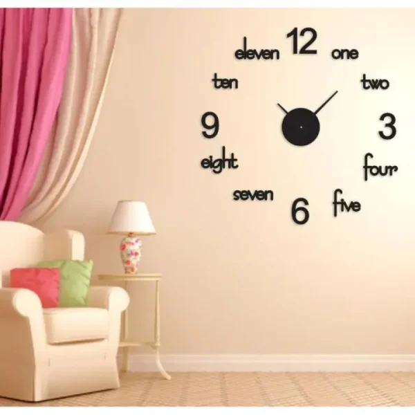 3d wall clock with letters and words